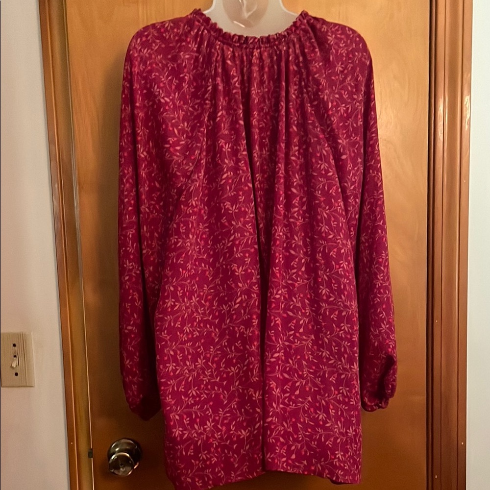 Old Navy Red Long Sleeve With Small Ruffle Neckline and Tie - Picture 5 of 5